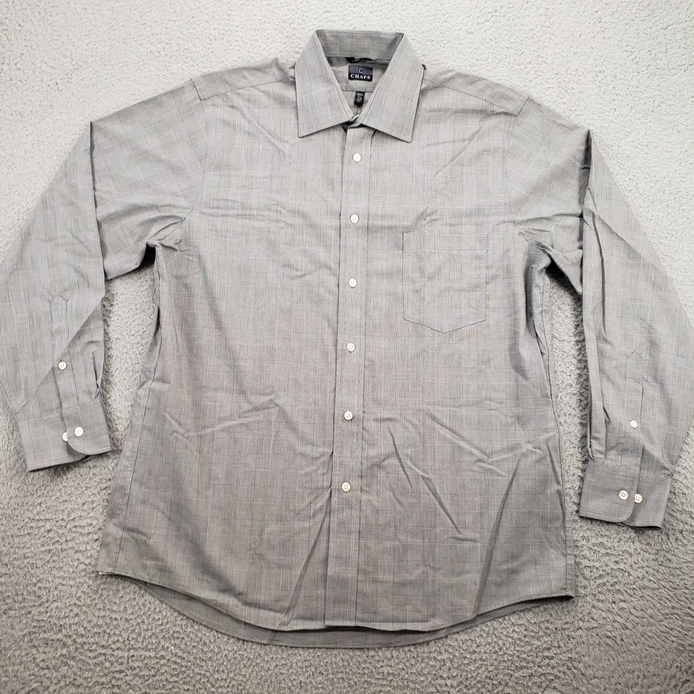 Chaps Shirt Mens 16 1/2 34/35 Gray Classic Fit Casual Button Up Classic Preppy